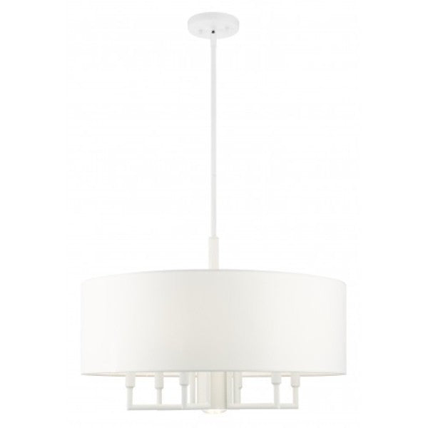White Pendant Chandelier, 7 Light