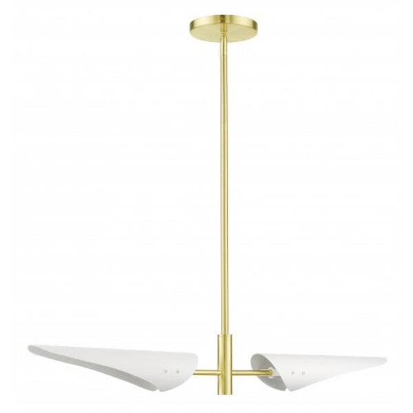 Satin Brass Linear Chandelier, 2 Light