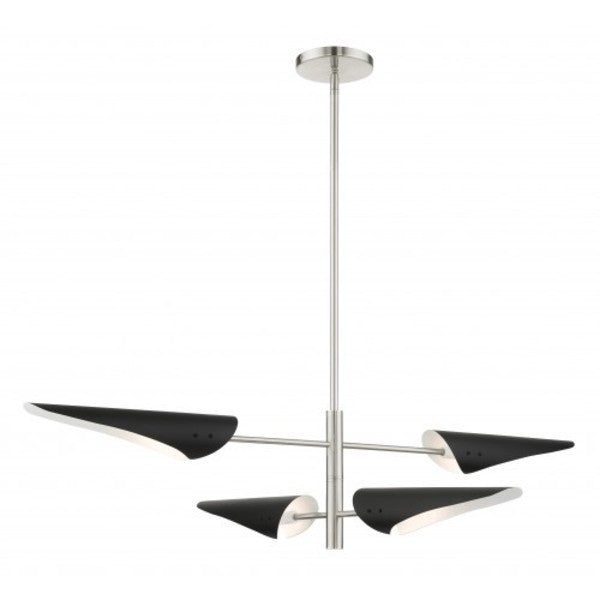 Brushed Nickel Pendant Chandelier, 4 Ligh