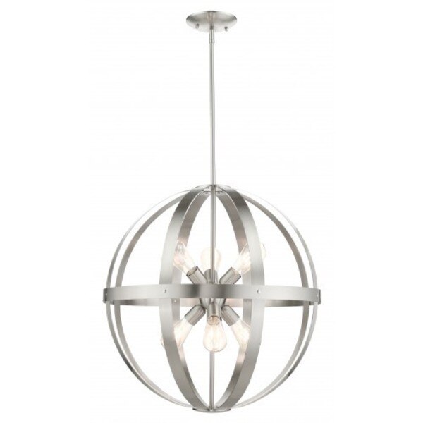 Brushed Nickel Pendant Chandelier, 6 Ligh