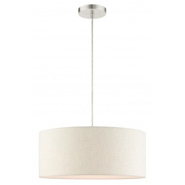 Brushed Nickel Drum Pendant, 3 Light