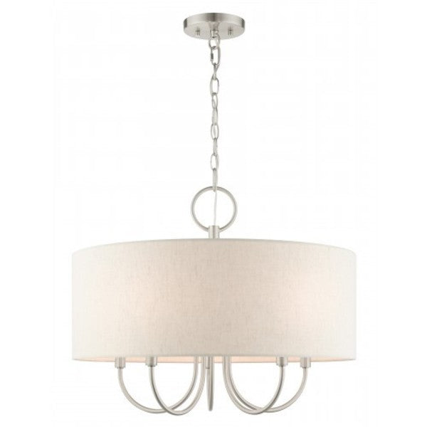 Brushed Nickel Pendant Chandelier, 5 Ligh