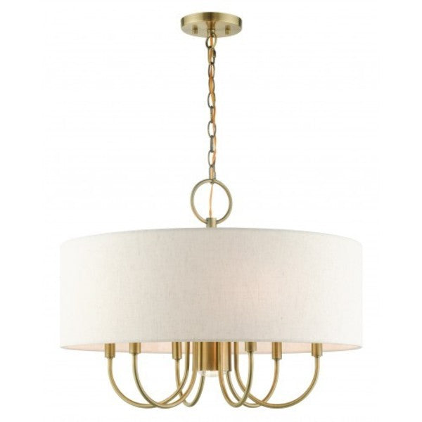 Antique Brass Pendant Chandelier, 7 Light