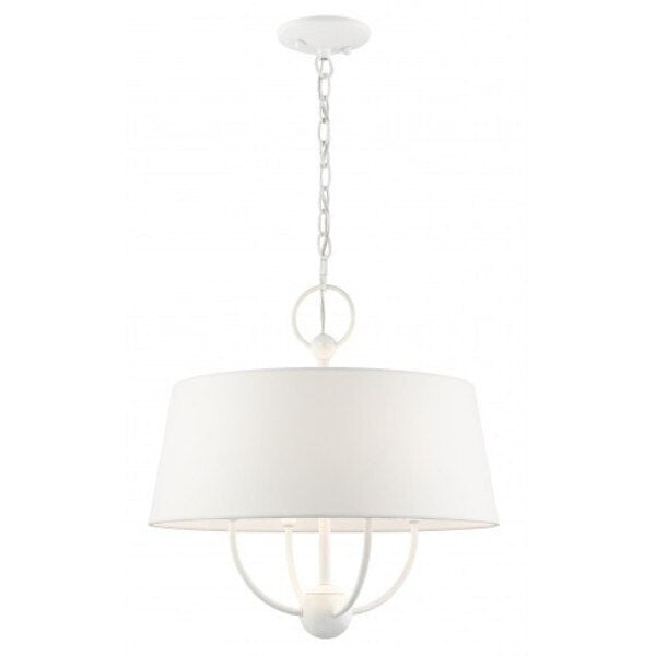 White Pendant Chandelier, 4 Light