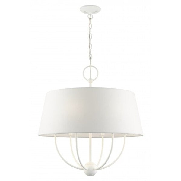 White Pendant Chandelier, 6 Light