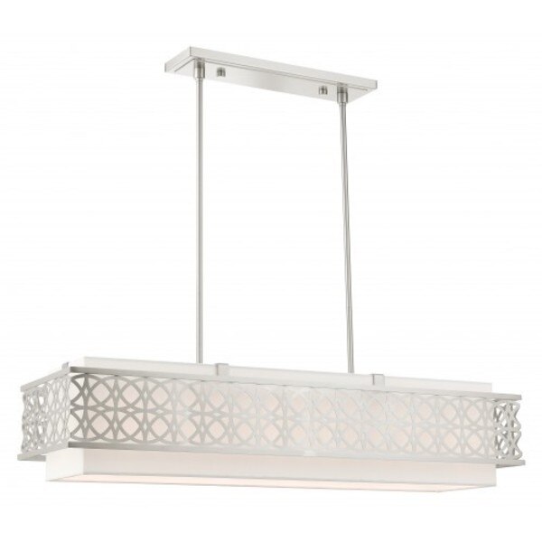 Brushed Nickel Linear Chandelier, 6 Light