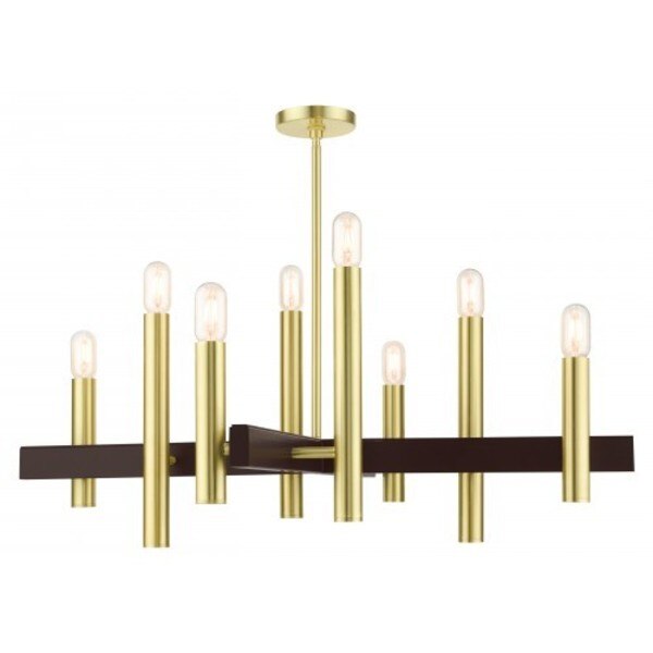 Satin Brass Chandelier, 8 Light