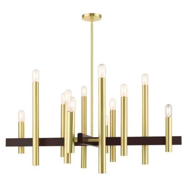 Satin Brass Chandelier, 12 Light