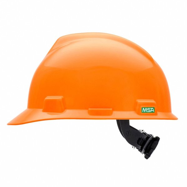 Front Brim Hard Hat, V-Gard, Slotted Cap, Type 1, Class E, Fas-Trac Ratchet Suspension, Orange