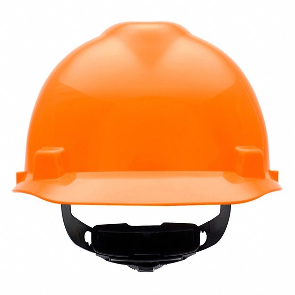 Front Brim Hard Hat, V-Gard, Slotted Cap, Type 1, Class E, Fas-Trac Ratchet Suspension, Orange