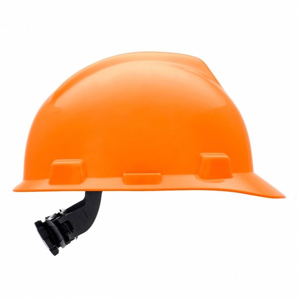Front Brim Hard Hat, V-Gard, Slotted Cap, Type 1, Class E, Fas-Trac Ratchet Suspension, Orange