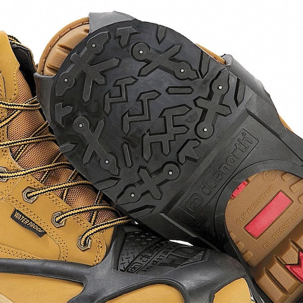 Heavy Duty Traction Aid, Ice Traction Device, Rubber, Tungsten Carbide Spikes, Unisex, Size Large