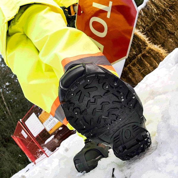 Heavy Duty Traction Aid, Ice Traction Device, Rubber, Tungsten Carbide Spikes, Unisex, Size Large