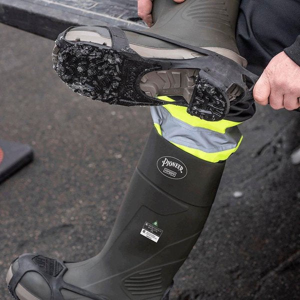 Heavy Duty Traction Aid, Ice Traction Device, Rubber, Tungsten Carbide Spikes, Unisex, Size Medium