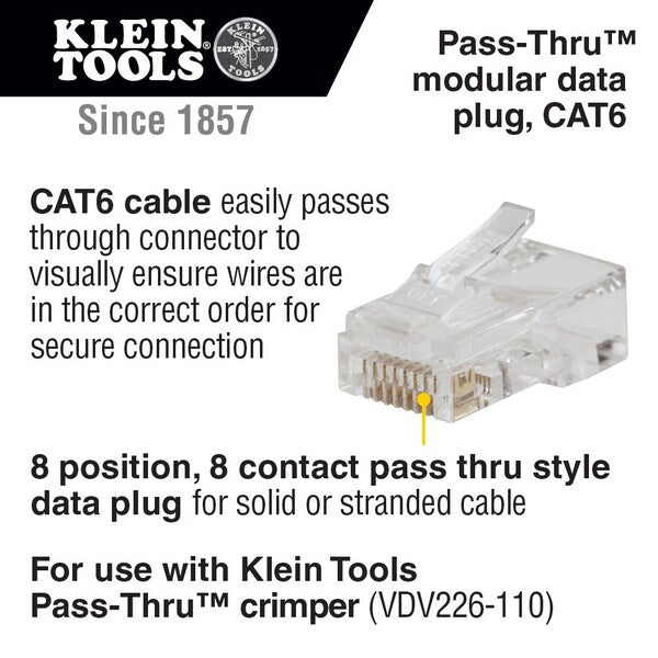 Pass-Thruâ¢ Modular Data Plug, CAT6, 50-Pack