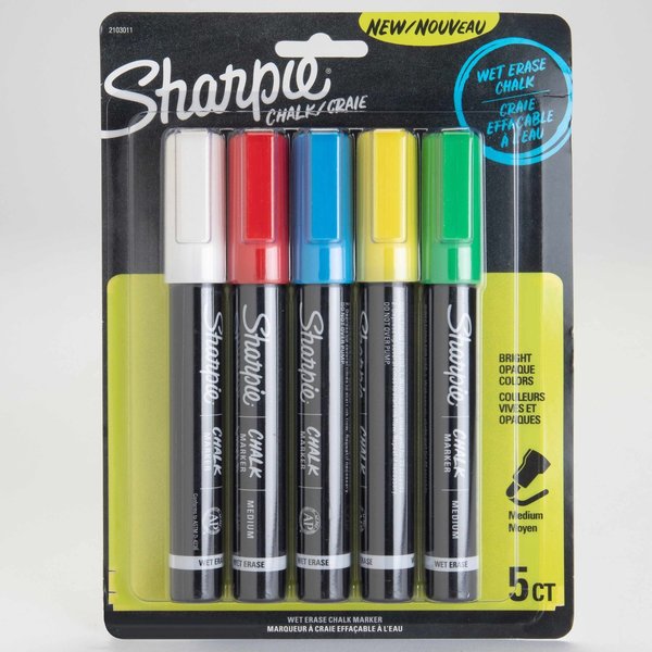 Chalk Dry Erase Marker, Assorted, PK5