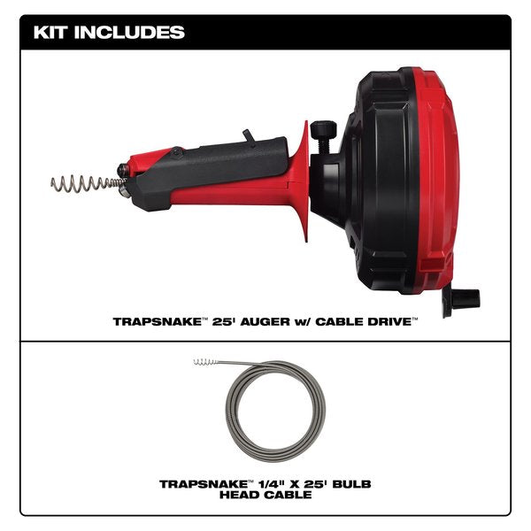 TRAPSNAKE 25 ft. Auger with CABLE DRIVE Drain Cleaner