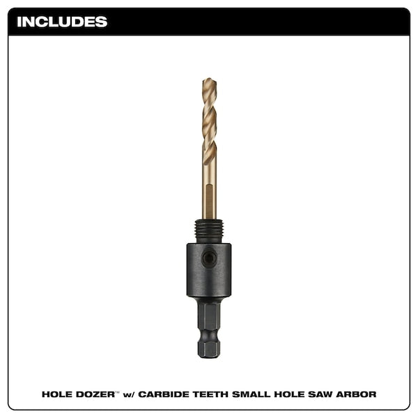 3/8 in. Shank Small Threaded Arbor with Cobalt Pilot Bit for 11/16 in. - 1-1/8 in. HOLE DOZER with Carbide Teeth Hole Saws