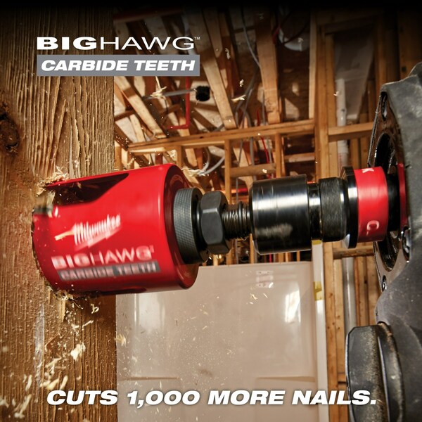 9 pc. BIG HAWG with Carbide Teeth Hole Saw for Nail-Embedded Wood Set with PACKOUT Compact Organizer
