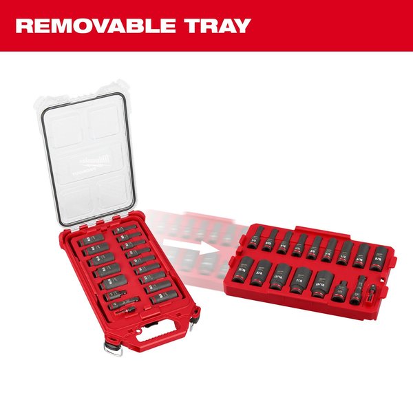 17 pc. SHOCKWAVE Impact Duty 3/8 in. Drive SAE Deep Well Socket Set with PACKOUT Low-Profile Compact Organizer