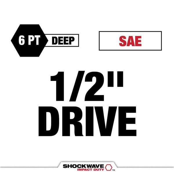 15 pc. SHOCKWAVE Impact Duty 1/2 in. Drive SAE Deep Well Socket Set with PACKOUT Comapct Organizer