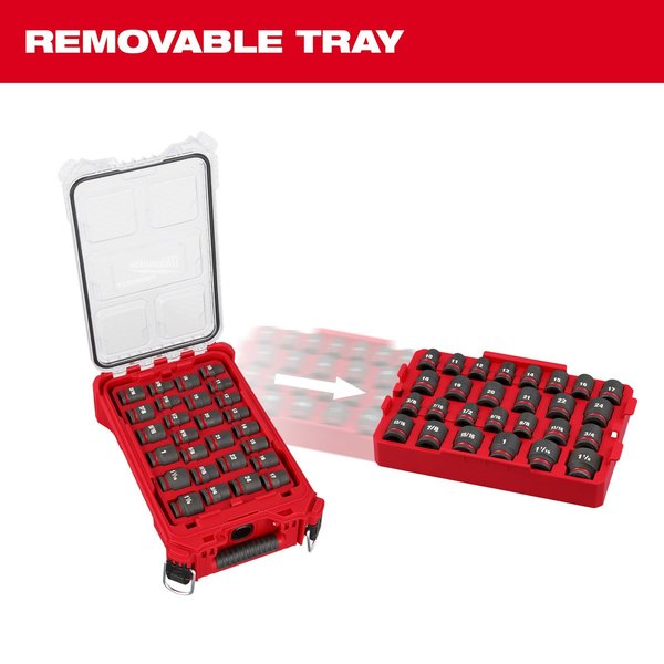 27 pc. SHOCKWAVE Impact Duty 1/2 in. Drive SAE and Metric Standard Socket Set with PACKOUT Compact Organizer