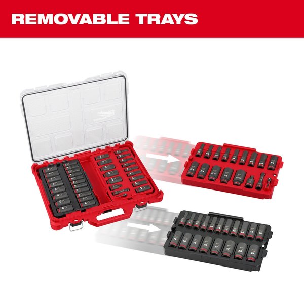 36 pc. SHOCKWAVE Impact Duty 3/8 in. Drive SAE and Metric Deep Well Socket Set with PACKOUT Low-Profile Organizer