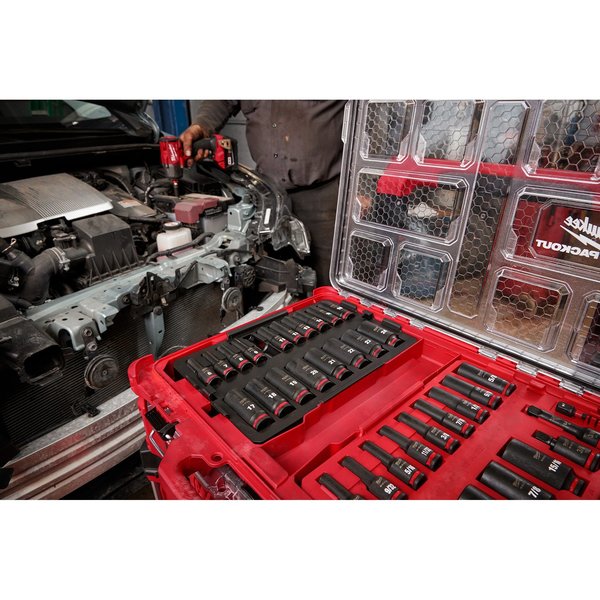 36 pc. SHOCKWAVE Impact Duty 3/8 in. Drive SAE and Metric Deep Well Socket Set with PACKOUT Low-Profile Organizer