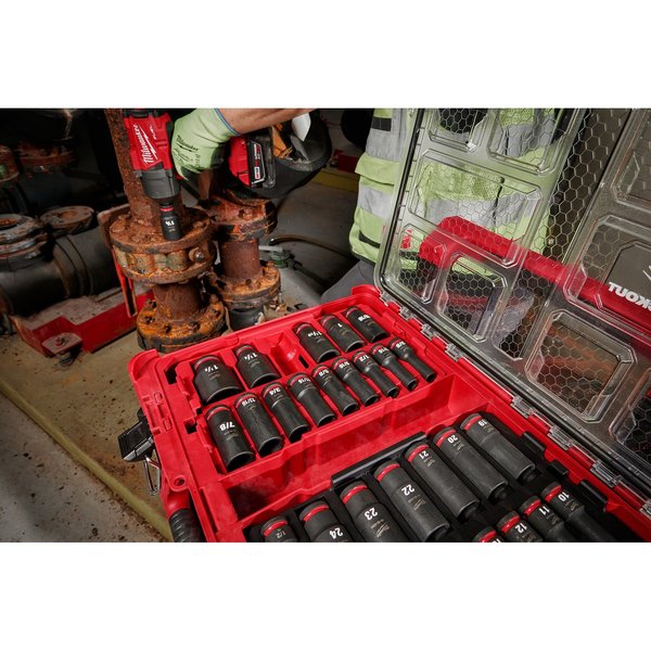 31 pc. SHOCKWAVE Impact Duty 1/2 in. Drive SAE and Metric Deep Well Socket Set with PACKOUT Organizer