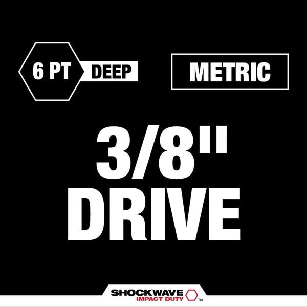 19 pc. SHOCKWAVE Impact Duty 3/8 in. Drive Metric Deep Well Socket Set with PACKOUT Low-Profile Organizer Tray