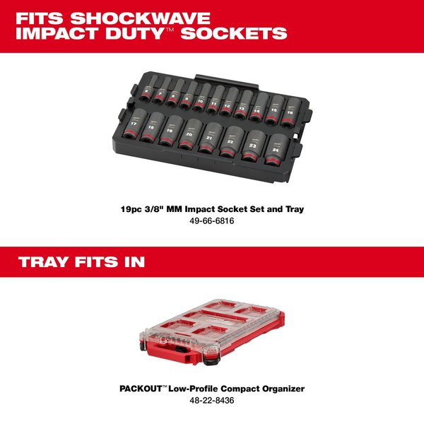 19 pc. SHOCKWAVE Impact Duty 3/8 in. Drive Metric Deep Well Socket Set with PACKOUT Low-Profile Organizer Tray