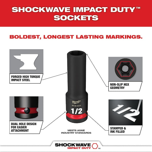 15 pc. SHOCKWAVE Impact Duty 1/2 in. Drive SAE Deep Well Socket Set with PACKOUT Organizer Tray