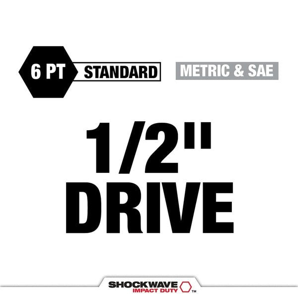 27 pc. SHOCKWAVE Impact Duty 1/2 in. Drive SAE and Metric Standard Socket Set with PACKOUT Organizer Tray