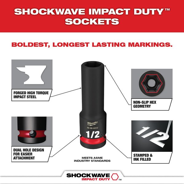 27 pc. SHOCKWAVE Impact Duty 1/2 in. Drive SAE and Metric Standard Socket Set with PACKOUT Organizer Tray