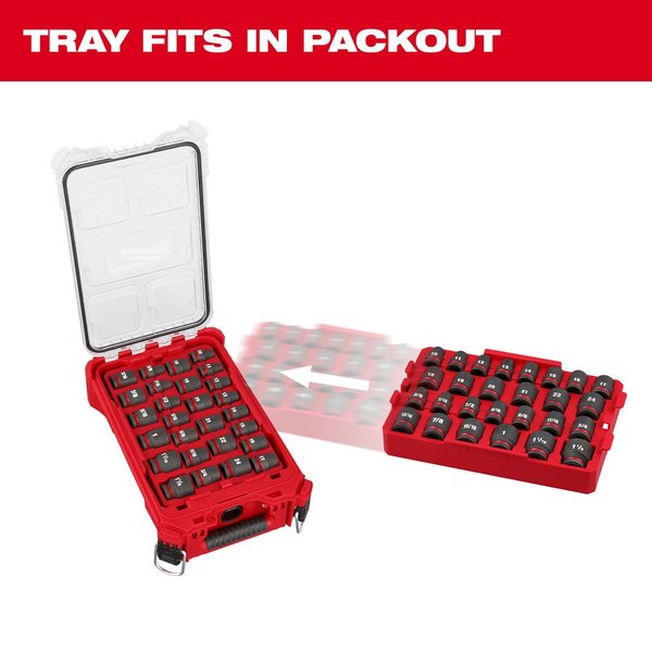27 pc. SHOCKWAVE Impact Duty 1/2 in. Drive SAE and Metric Standard Socket Set with PACKOUT Organizer Tray
