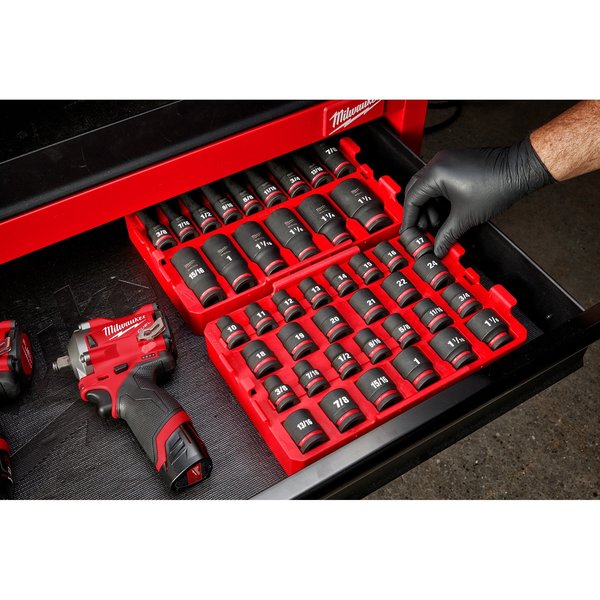 27 pc. SHOCKWAVE Impact Duty 1/2 in. Drive SAE and Metric Standard Socket Set with PACKOUT Organizer Tray