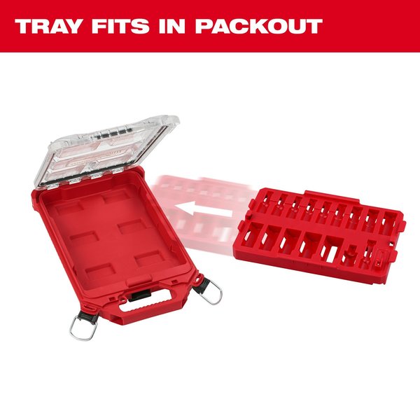 PACKOUT Low-Profile Organizer Tray for 17 pc. SHOCKWAVE Impact Duty 3/8 in. Drive SAE Deep Well Sockets