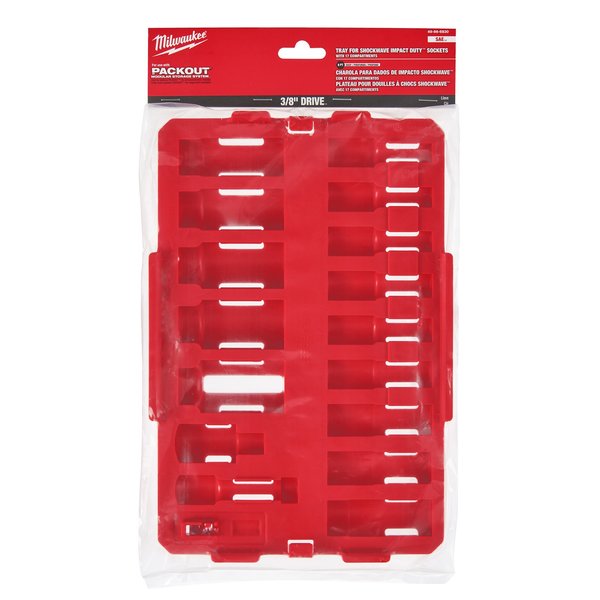 PACKOUT Low-Profile Organizer Tray for 17 pc. SHOCKWAVE Impact Duty 3/8 in. Drive SAE Deep Well Sockets