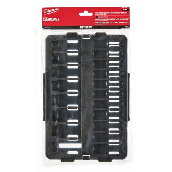 PACKOUT Low-Profile Organizer Tray for 19 pc. SHOCKWAVE Impact Duty 3/8 in. Drive Metric Deep Well Sockets