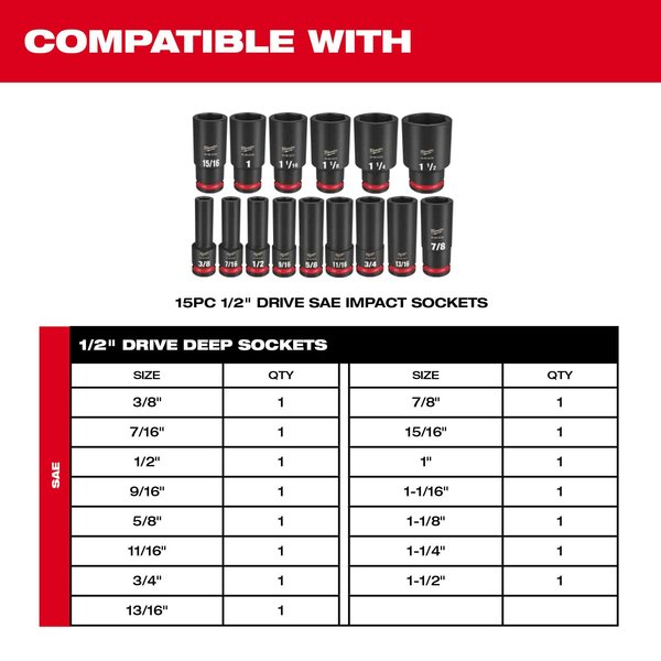 PACKOUT Organizer Tray for 15 pc. SHOCKWAVE Impact Duty 1/2 in. Drive SAE Deep Well Sockets