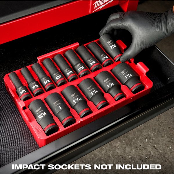 PACKOUT Organizer Tray for 15 pc. SHOCKWAVE Impact Duty 1/2 in. Drive SAE Deep Well Sockets