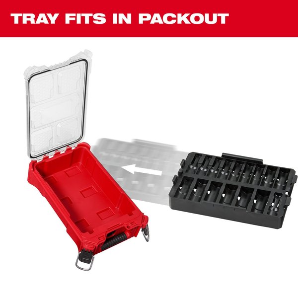 PACKOUT Organizer Tray for 16 pc. SHOCKWAVE Impact Duty 1/2 in. Drive Metric Deep Well Sockets