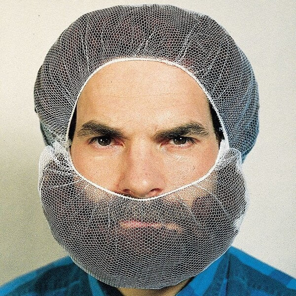 Beard Net Cover, Polyester, White, Size Universal, 100 Per Bag