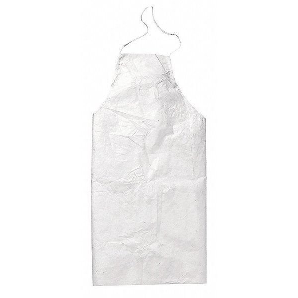 Tyvek 400 Disposable Bib Apron, Polyethylene, 5.9 mil Thick, White, Universal Size, 100 Pack