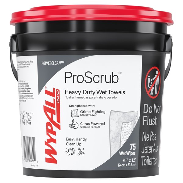 Hand Cleaning Wet Wipes, Heavy Duty Wet Towels, 75 Wipes Per Bucket, Citrus, Alcohol Free