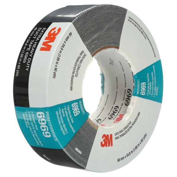 Duct Tape, 2 In x 60 yd, 10.5 mil, Black