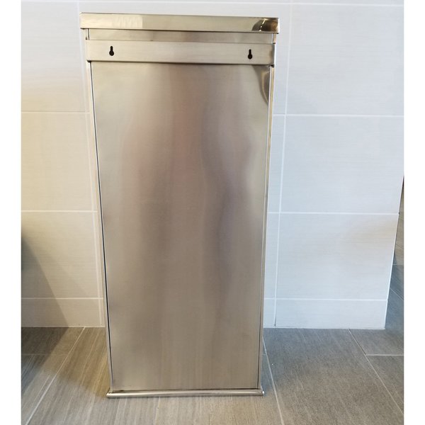 9 gal Half-Round Trash Can, Silver, Stainless Steel