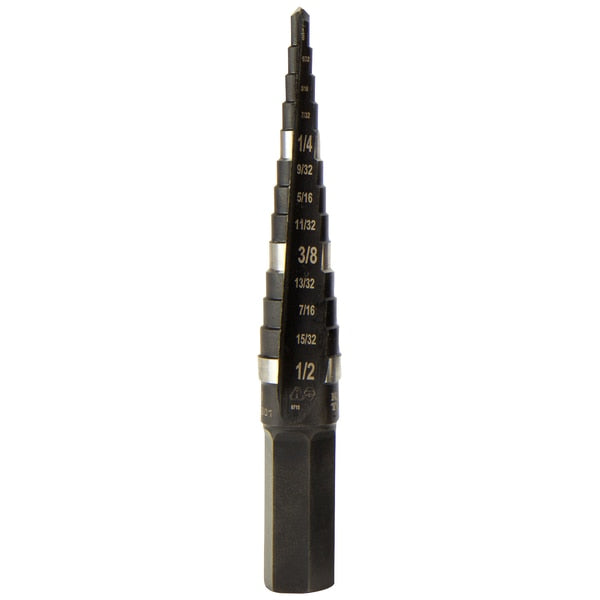 Step Drill Bit Double-Fluted #1, 1/8 to 1/2-Inch
