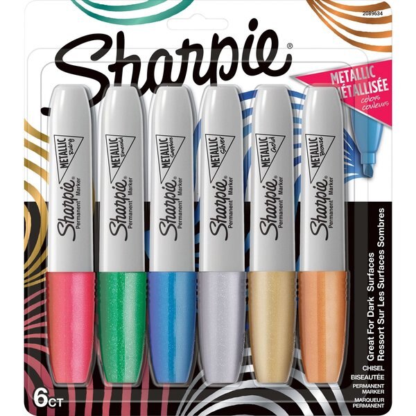 Metallic Chisel Permanent Marker, PK6