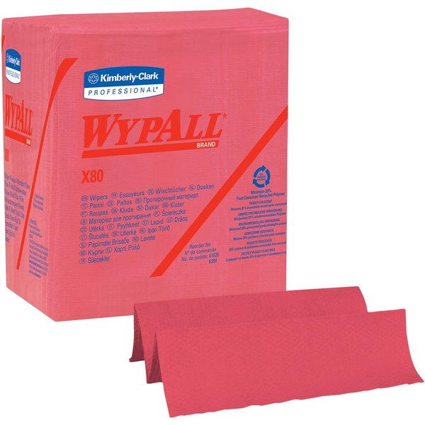 Dry Wipe, Red, 1/4 Fold Poly Wrapped, Hydroknit, Multipurpose, Industry, Rough Surface, 4 PK